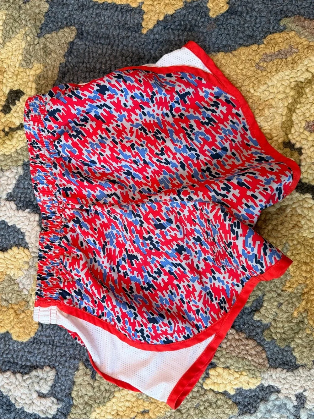 Nike Red, Blue & White Printed Kids' Athletic Shorts